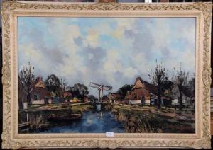 KOSTER Antonius H. Toon 1913-1990,Dutch Figure punting on canals,Tennant's GB 2021-05-28