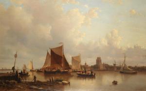 KOSTER Everhardus 1817-1892,A busy day on the river, Dordrecht,1855,Bonhams GB 2024-04-24