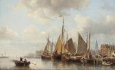 KOSTER Everhardus 1817-1892,Moored fishing boats at the Antwerp quays,1892,Bernaerts BE 2016-05-04