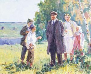 KOSTJETSKY Vladimir Nikolaevitsch 1892,Lenin und seine Frau Krup,1924,Auktionshaus Dr. Fischer 2011-04-14