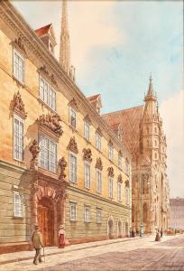 KOSTKA Josef Alexander 1879-1961,Blick auf das Erzbischöfliche Palais und die West,Palais Dorotheum 2023-10-04