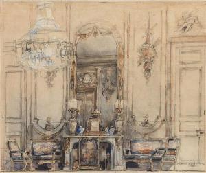 KOSYAKOV GEORGY 1872-1952,Interior with a Fireplace,1922,MacDougall's GB 2017-06-07