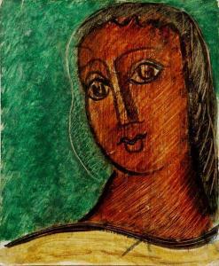 KOTCHAR Meline 1899-1969,Portrait de jeune femme sur fond vert,Boisgirard - Antonini FR 2019-12-04