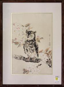 KOTOZUKA Eiichi 1906-1979,Wild Cherry Tree and Owl,Clars Auction Gallery US 2013-03-16