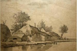 KOUVENHOVEN van Jacob 1777-1825,Cottages by a River,Keys GB 2015-07-03