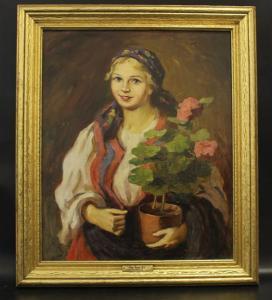 KOVACSEV Friderika 1891-1975,PEASANT GIRL,Apple Tree Auction Center US 2017-06-01