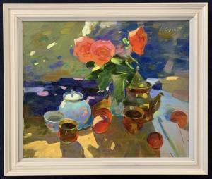 KOVALENKO SERGEI 1980,still life with flowers and fruit,Keys GB 2022-10-14