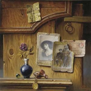 KOVALENKO VASSILI 1900-1900,A Trompe L'oeil with photographs and a Rose in a v,Christie's 2004-08-04