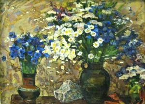 koverin aleksei 1914-1987,Still Life of Two Vases of Flowers,Whyte's IE 2009-12-07
