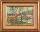 KOVESI Dezso A 1900-1900,river scene,Pook & Pook US 2008-11-21