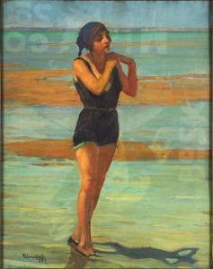 KOVESKY Geza 1887-1950,Bather on the Beach,Susanin's US 2020-01-23