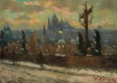 KOZAK Vaclav 1889-1969,Prague Castle from Charles Bridge,Palais Dorotheum AT 2011-11-26