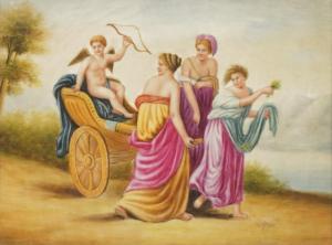 KPM 1763,three classical-style maidens pulling Cupid in a chariot,Abell A.N. US 2024-02-21
