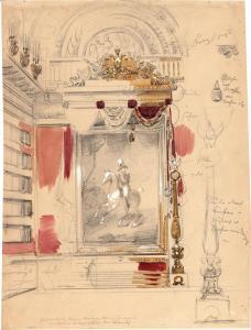 KRÜGER Franz Ludwig August 1849-1912,Petersburg, im Hintergrund das Reiterbildnis ,Galerie Bassenge 2022-06-03