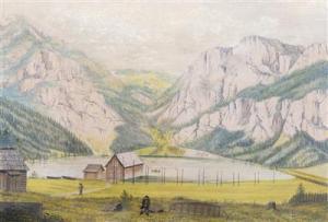 Krackowizer Franz Stefan 1817-1893,Der Langbathsee in Oberösterreich mit Figurenst,Palais Dorotheum 2017-11-14