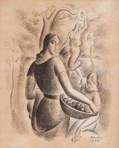 KRAL Jaroslav 1883-1942,Combing fruit,1928,Vltav CZ 2023-11-02