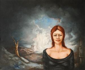 KRALIK Frantisek 1936,Lady in Black - Blue Landscape,2003,Vltav CZ 2017-11-30