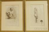 KRAMER Jack 1923-1983,Two Framed Figure Study Drawings: Seated Nude,1950,Skinner US 2012-04-11