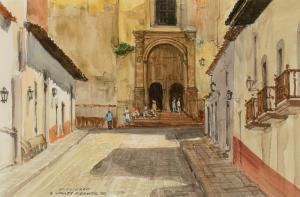 KRAMER James 1927,Patzcuaro: Church Above Plaza Grande,1980,Santa Fe Art Auction US 2023-07-21