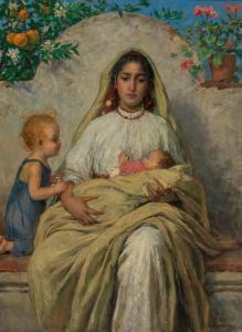 KRAMER Johann Viktor,A Mother with Children on Southern Veranda,Palais Dorotheum 2022-11-08