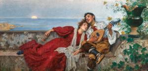 KRAMER Johann Viktor 1861-1949,A Serenade at Sunset,Palais Dorotheum AT 2023-05-02