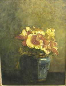 KRAMER Martinus 1860-1918,still life with yellow flowers in a blue vase,Dreweatt-Neate GB 2005-10-20