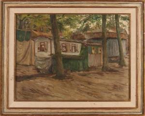 KRAMER Pieter Cornelis 1879-1940,Woonwagen bij bomen,Twents Veilinghuis NL 2020-04-23