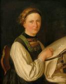 KRAMMER Franz 1797-1834,Halbfigürliches Portrait eines Mädchens am Stickra,1834,Zeller DE 2007-09-20