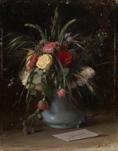 KRAMSKOY Ivan Nikolaievitch,Vase of Flowers and a Visiting Card,1884,MacDougall's 2016-11-30