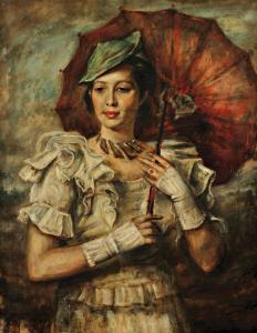 KRAMSTYK Romain 1885-1942,Portrait de femme à l'ombrelle,Millon - Cornette de Saint Cyr 2009-12-02
