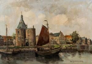 KRANENBURG Hendrik Cornelis 1871-1948,BOAT ON A CANAL,Stephan Welz ZA 2020-02-25