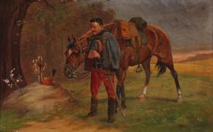 KRATKY Rudolf 1800-1800,An Austrian hussar by a soldiers grave,Bruun Rasmussen DK 2019-03-11