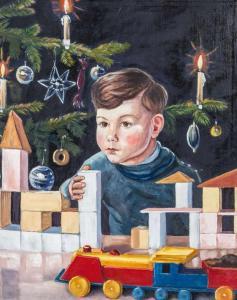 KRATOCHWILL Otmar Karl 1939,Junge mit Spielzeug,Auktionshaus Dr. Fischer DE 2016-12-10