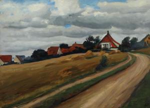 KRAUSE Emil Axel 1871-1945,Landscape with houses,Bruun Rasmussen DK 2023-05-22