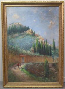 KRAUSE J,Italian hillside scene with byway and boy with donkey,Peter Francis GB 2017-05-31