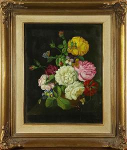 KRAUSE Lina 1857-1916,Floral Bouquet with Butterflies,Clars Auction Gallery US 2017-11-18