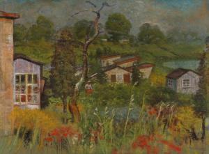 KRAUSE Rolf 1900-1900,"Gärten hinter dem Dorf" Blick auf eine Gartenanla,1926,Mehlis DE 2020-08-27