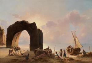 KRAUSE Wilhelm August 1803-1864,Abend am Strand,Van Ham DE 2024-01-30