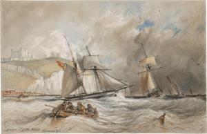 KRAUSE Wilhelm August,Segelschiffe bei stürmischer See vor der Küste von,Galerie Bassenge 2020-11-25