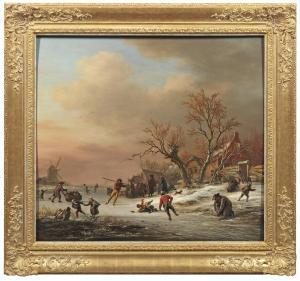 KRAUSZ Simon Andreas 1760-1825,Winterlandschaft mit Eisvergnügen,1809,Schloss DE 2017-05-13