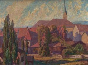 KRAUTLER Alfons 1907-1993,Blick auf Dornbirn mit der Pfarrkirche St. Martin,Zeller DE 2024-04-04