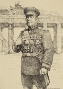KRAVCHENKO ANATOLIJ,Portrait of Marshal of the Soviet Union G.K. Zhukov,1945,Sovcom RU 2024-02-20