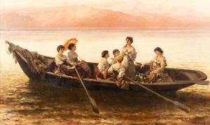 KRAY Wilhelm 1828-1889,Ladies on a Boat,Hindman US 2021-12-13