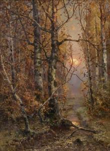 KREBEPZ Honig 1800-1900,Sonnenuntergang im Birkenwald,1898,Galerie Bassenge DE 2019-11-30