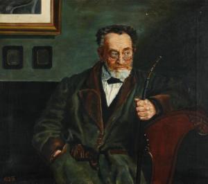 KREBS Johanne 1848-1924,Interior with a gentleman,Bruun Rasmussen DK 2021-08-30