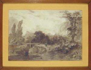 KREINS Hilaire Antoine 1806-1862,Paysage avec ramasseuse debois.,1836,Lhomme BE 2011-05-28