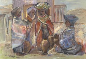 KRENZ Alfred Frederick 1899-1980,Basuto Woman with Pots,1961,Strauss Co. ZA 2023-09-11