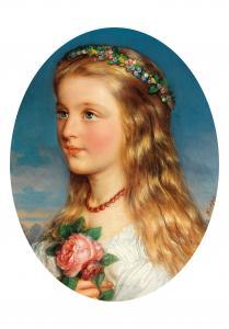 KREPP Friedrich 1852-1862,Portrait of a Girl with Flowers and Roses,Palais Dorotheum AT 2021-05-06