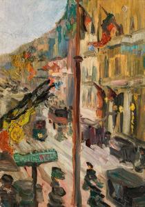 KRETSCHMANN WINCKELMANN Frieda,Beflaggte Straße in Brüssel,1910,im Kinsky Auktionshaus 2018-02-28