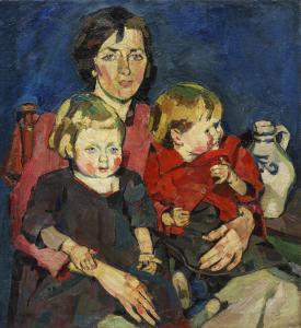 KRETZSCHMAR Bernhard,Bildnis Susanna mit zwei Kindern,1916,Schmidt Kunstauktionen Dresden 2024-03-02